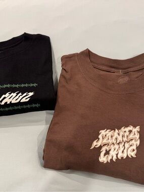 Santa Cruz Skateboards Black & Brown Short Sleeve T-Shirt Duo